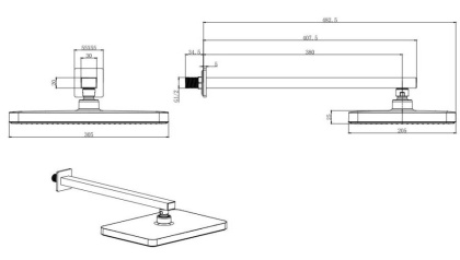 Верхний душ настенный 305х205мм AQUATEK AQ2081CR 