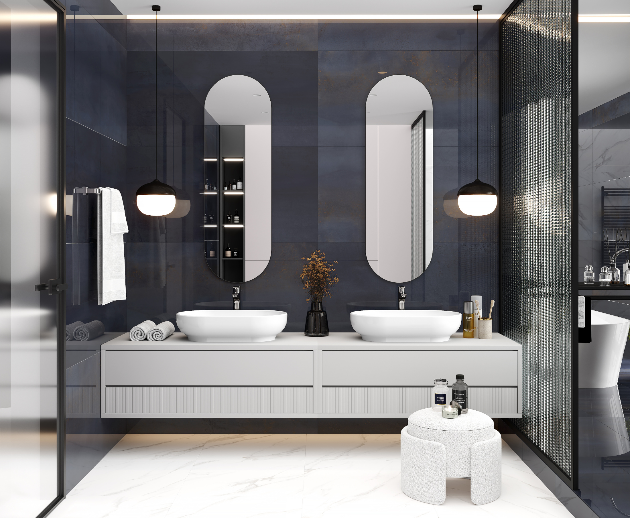 Cast Navy Керамогранит тёмно-синий 60x120 Полированный