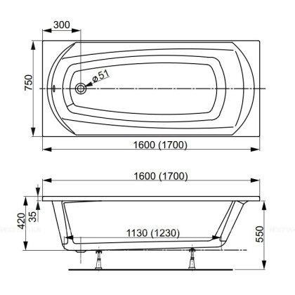 Акриловая ванна VAGNERPLAST EBONY 170x75 Акриловая ванна VAGNERPLAST EBONY 170x75