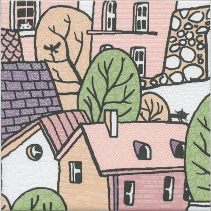 Декор 4 OS\A227\5009 Городок Белый (20см*20см*6,9мм) (10шт/0,4м2), шт