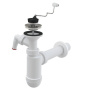 Сифон для умывальника DN40 со штуцером, с нержавеющей peшeткой DN63, с цепочкой