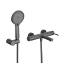 RELAX-VD-NOP Смеситель для ванны и душа однорычажный в комплекте с ручным душем, шлангом и держателем, черный матовый