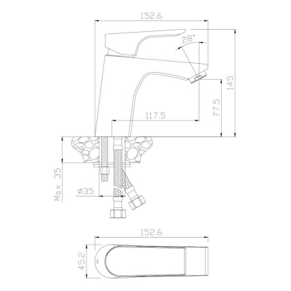 Смеситель д/раковины PORTO,  арт 11100PR Смеситель д/раковины PORTO,  арт 11100PR