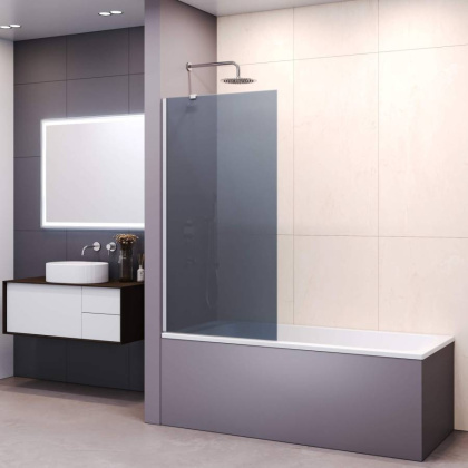 Шторка на ванну 70*150 RGW SC-150 Хром/Тонированное(серое)/6 мм (Easy)