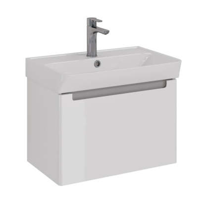 Тумба Lemark BUNO MINI, 60см под 1 раковину, подвесная,1 ящик, цвет корпуса, фасада: Белый глянец
