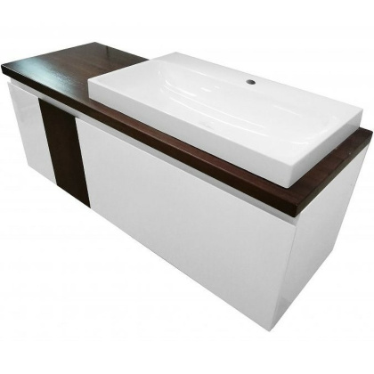 Комплект мебели подвесной Malibu 1400х500 правосторонний 2 ящика со вставкой массив (ШхГхВ) 1392х476х477