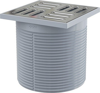 Горло сливного трапа, решетка 105x105 мм нержавеющая сталь Горло сливного трапа, решетка 105x105 мм нержавеющая сталь