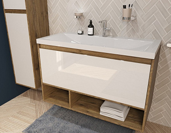 Тумба подвесная под умывальник Monaсo Wood 1000х480 1 ящик (ШхГхВ) 998х476х607