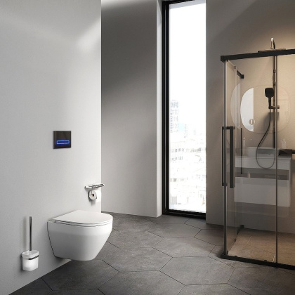 IS100138.701700 Инсталляция MasterFit с клавишей L черн мат с подвесным унитазом Spirit V2.0 FlashClean с сид м