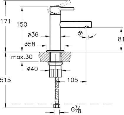 Смеситель Origin для раковины, цвет медный