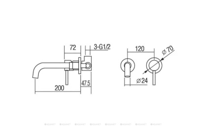 Orange Karl M05-722b смеситель для раковины скрытого монтажа, черный