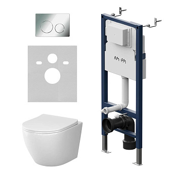 IS90151.801900 Инсталляция PrimeFit с клавишей L глянец.евый хром с подвесным унитазом Like Aquaspin с сид м/лиф