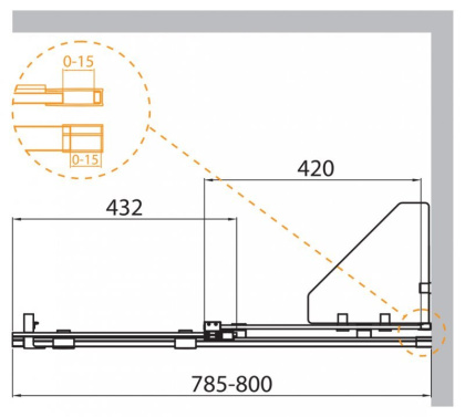 STREAM-BF-1-90-C-Cr Душевая перегородка раздвижная