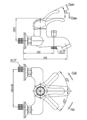 LIRA-M-VDM1-01 Смеситель для ванны и душа, хром