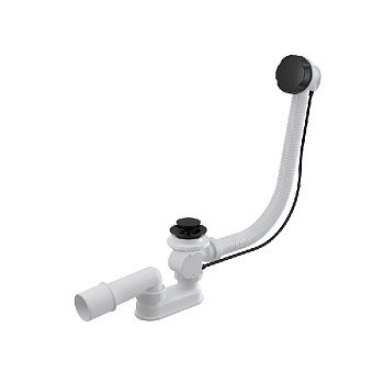 Сифон для ванны автомат комплект, черный-мат