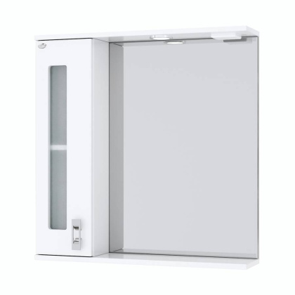 Шкаф-зеркало Onika Кристалл 67 белый, левый, с подсветкой