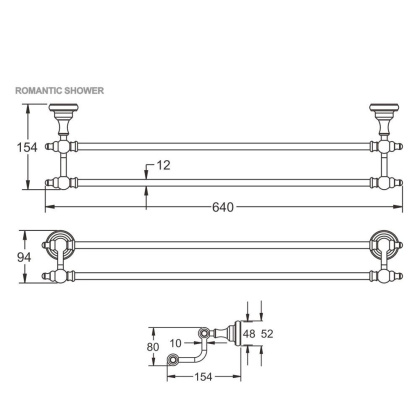 Полотенцедержатель двойной, RG1127Q Rose, Бронза