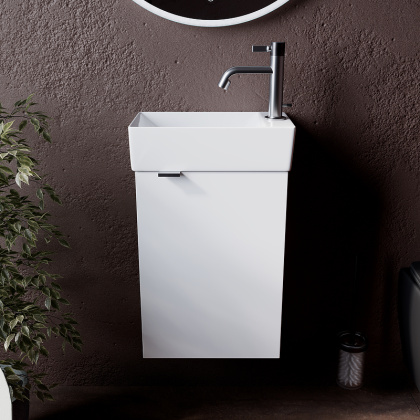 Тумба подвесная SANCOS Mini 355х205х500, с распашной дверцей, внутри 1 полка, белый глянец , арт.MN35WR Тумба подвесная SANCOS Mini 355х205х500, с распашной дверцей, внутри 1 полка, белый глянец , арт.MN35WR