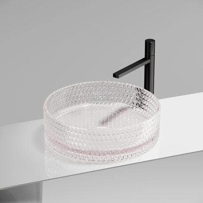 Умывальник чаша накладная круглая (цвет розовый) Cristal 360*360*112мм