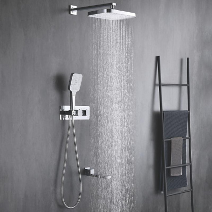Душевая система с термостатом встраиваемая Rose R1095, хром