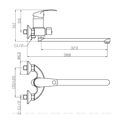 Смеситель для ванны/душа Agger Glad A1521100 Смеситель для ванны/душа Agger Glad A1521100