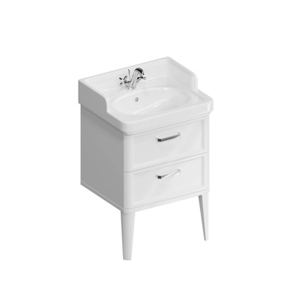 PO.N.60.2\WHT Тумба POMPEI напольная с 2 ящиками 60, белая глянцевая