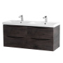 Тумба с раковиной на две чаши четырьмя ящиками подвесная BelBagno MARINO-CER 120 Nero Lucido, раковина белая Тумба с раковиной на две чаши четырьмя ящиками подвесная BelBagno MARINO-CER 120 Nero Lucido, раковина белая
