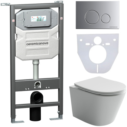 Сет 4 в 1 Инсталляция с кнопкой+унитаз+шумоизоляция