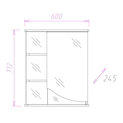 Шкаф-зеркало Onika Виола 60 белый, левый, с подсветкой