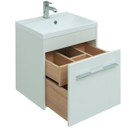 Тумба под раковину Aquanet Августа 50 белый (ручки хром)