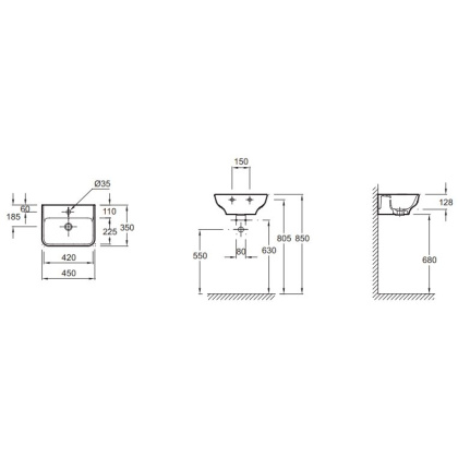 Раковина Jacob Delafon Struktura EGH112-00 45x35 см, шт