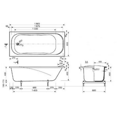 Ванна "Alfa 170B silk" 1700х750