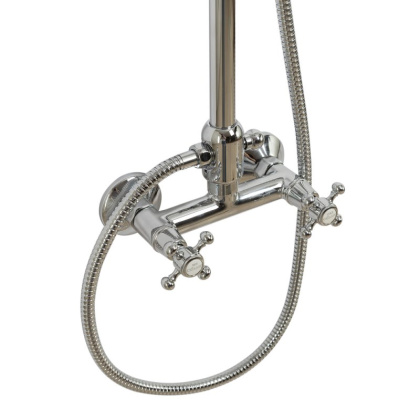 GOLF-CD-03/24-Bi Душевая стойка со смесителем, верхним и ручным душем Исполнение: Золото 24 карат, Ручки: Золото 24 карат 