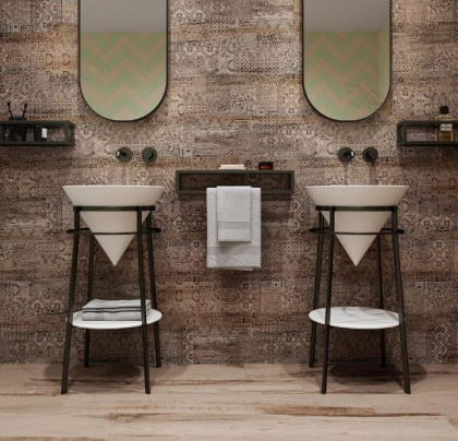 Керамогранит Про Вуд бежевый темный декорированный обрезной 20x119,5x0,9