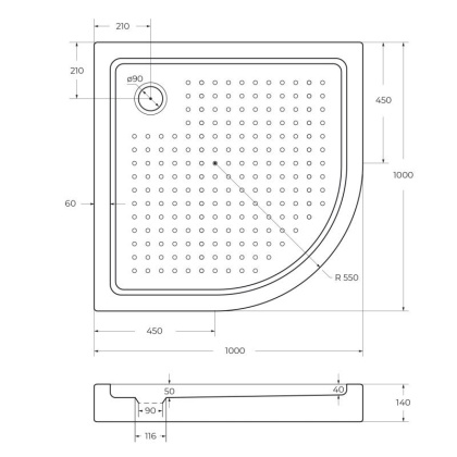 Акриловый поддон CEZARES TRAY-A-R-95-550-15-W Акриловый поддон CEZARES TRAY-A-R-95-550-15-W