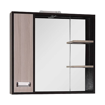 Шкаф-зеркало Onika Гамма 75 ясень шимо/венге, левый, с подсветкой