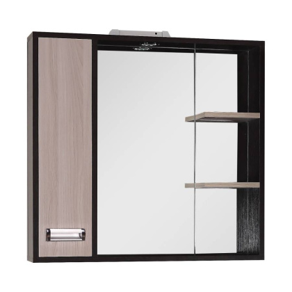 Шкаф-зеркало Onika Гамма 75 ясень шимо/венге, левый, с подсветкой