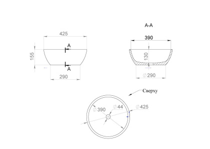 Раковина накладная Salini Gloria  310 покраска по RAL  полностью