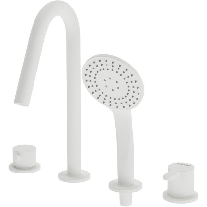 LEAF-BVDM4-L-BIO Смеситель на борт ванны врезной, на 4 отверстия, исполнение Белый матовый