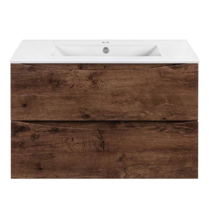 База под керамическую раковину Mia Slim 800 подвесная, 2 выкатных ящика soft close, R.Wood