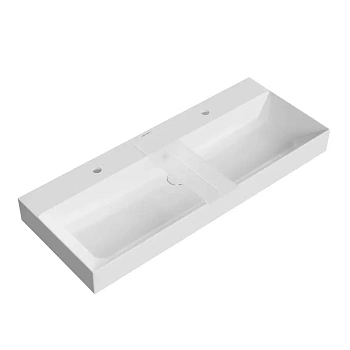 Раковина GRANDE мебельная\подвесная 120, белая глянцевая, два отверстия под смеситель