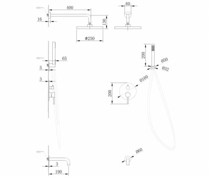 Душевая система ABBER Wasser Kreis AF8117RG скрытого монтажа с изливом, розовое золото
