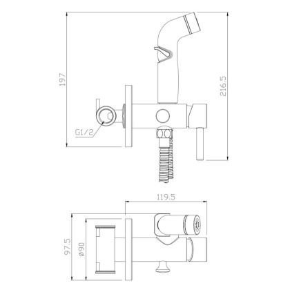 Смеситель встраиваемый с гигиеническим душем BALEAR, арт. 13142BL  Смеситель встраиваемый с гигиеническим душем BALEAR, арт. 13142BL