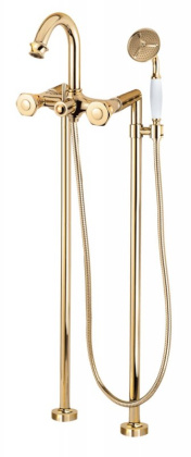 APHRODITE-VDP-03/24-M Напольный смеситель для ванны с ручным душем, исполнение  золото, ручки Шар APHRODITE-VDP-03/24-M Напольный смеситель для ванны с ручным душем, исполнение  золото, ручки Шар