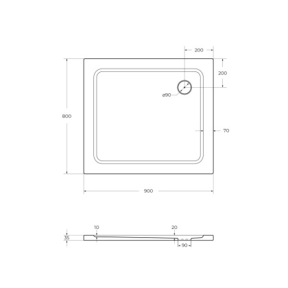 Поддон SMC CEZARES TRAY-M-AH-90/80-35-W Поддон SMC CEZARES TRAY-M-AH-90/80-35-W