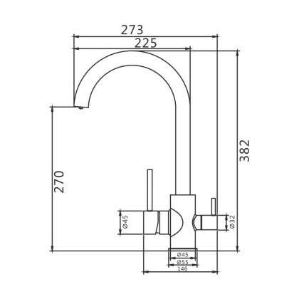 Смеситель для кухни латунь, хром S168