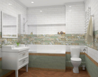 Плитка настенная 9017 Монпарнас зеленый (8,5см*28,5см*8,5мм) (44шт/1,07м2) , м2