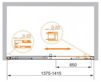 PREMIER-SOFT-W-BF-1-140-C-Cr-IV Душевая дверь
