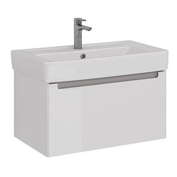 Тумба Lemark BUNO MINI 80см под 1 раковину, подвесная,1 ящик, цвет корпуса, фасада: Белый глянец