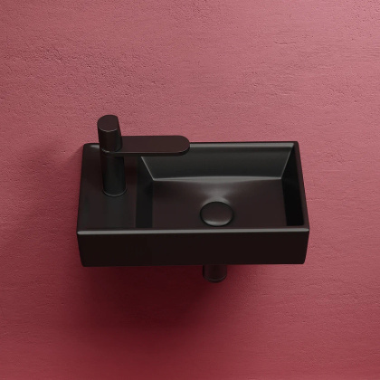Умывальник подвесной прямоугольный (чаша справа, отверстие под смеситель слева) цвет черный матовый Element 407*217*100